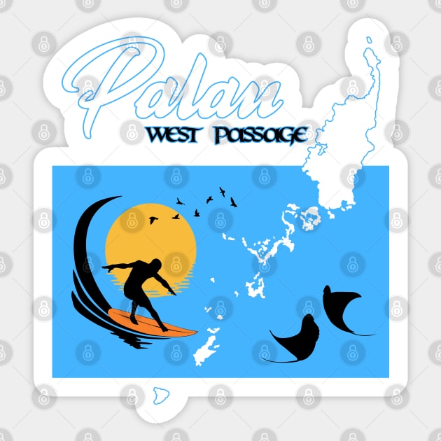 Palau West Passage Surfing Sticker by NicGrayTees